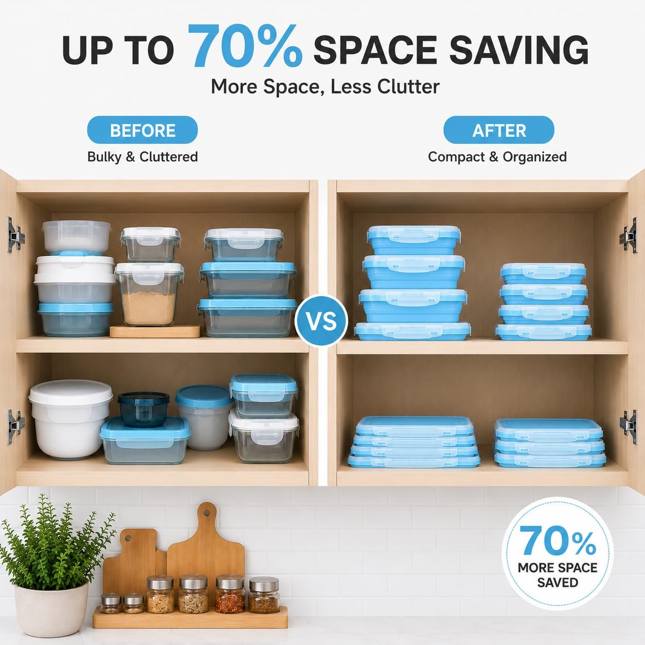 Sageware Silicone Lunch Box, Office Lunch Box, Lunch Box,Kids Lunch Box,Tiffin 4 Containers Lunch Box Rectangle Blue(400ml, 600ml, 800ml, 1200ml) - Image 2