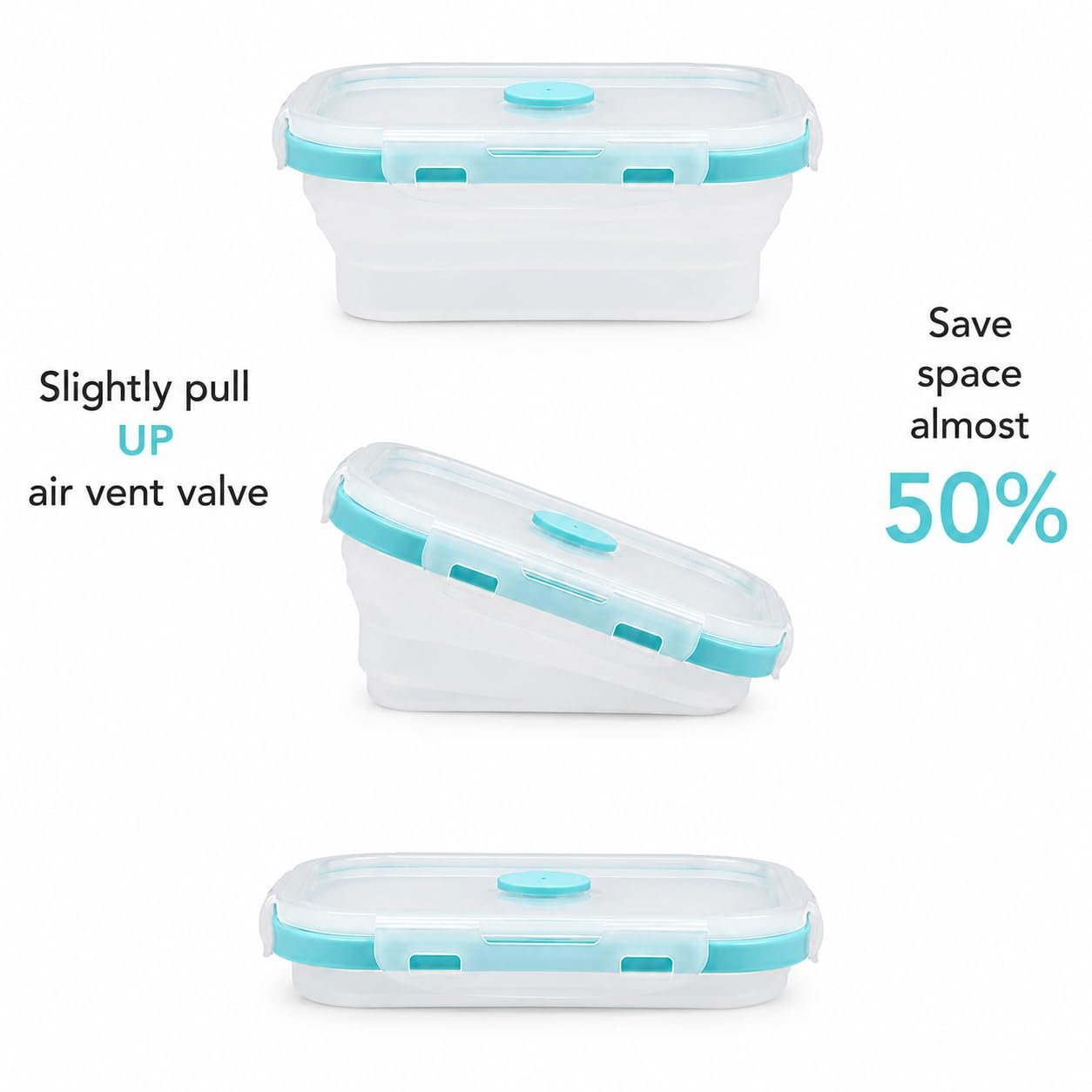 Sageware Silicone Lunch Box, Office Lunch Box, Leak Proof Lunch Box,Kids Lunch Box,Tiffin 4 Containers Lunch Box Blue(600ml, 800ml, 1200ml, 1600ml) - Image 4