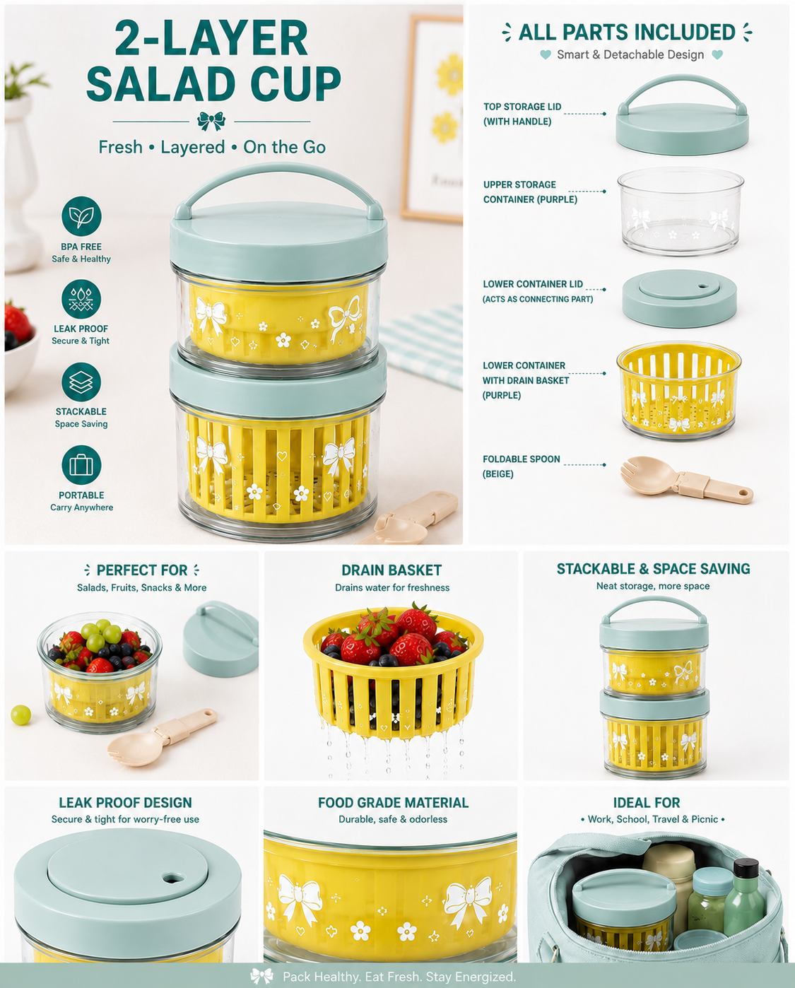 Sageware Yellow Salad Box - Image 5