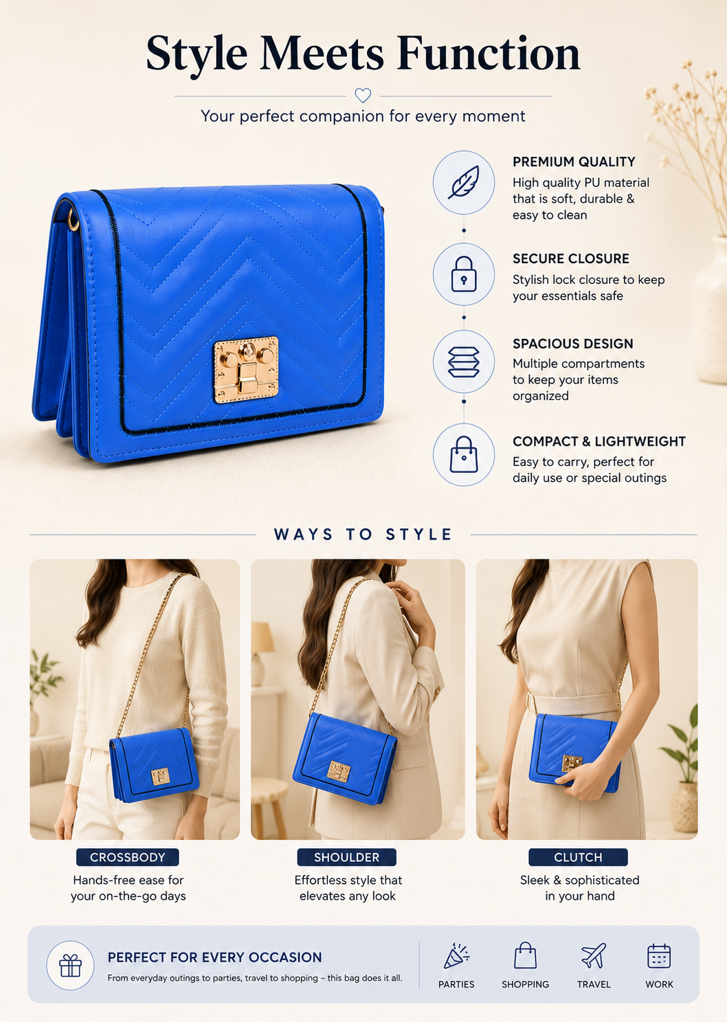 Cobalt Chevron Crossbody - Image 6