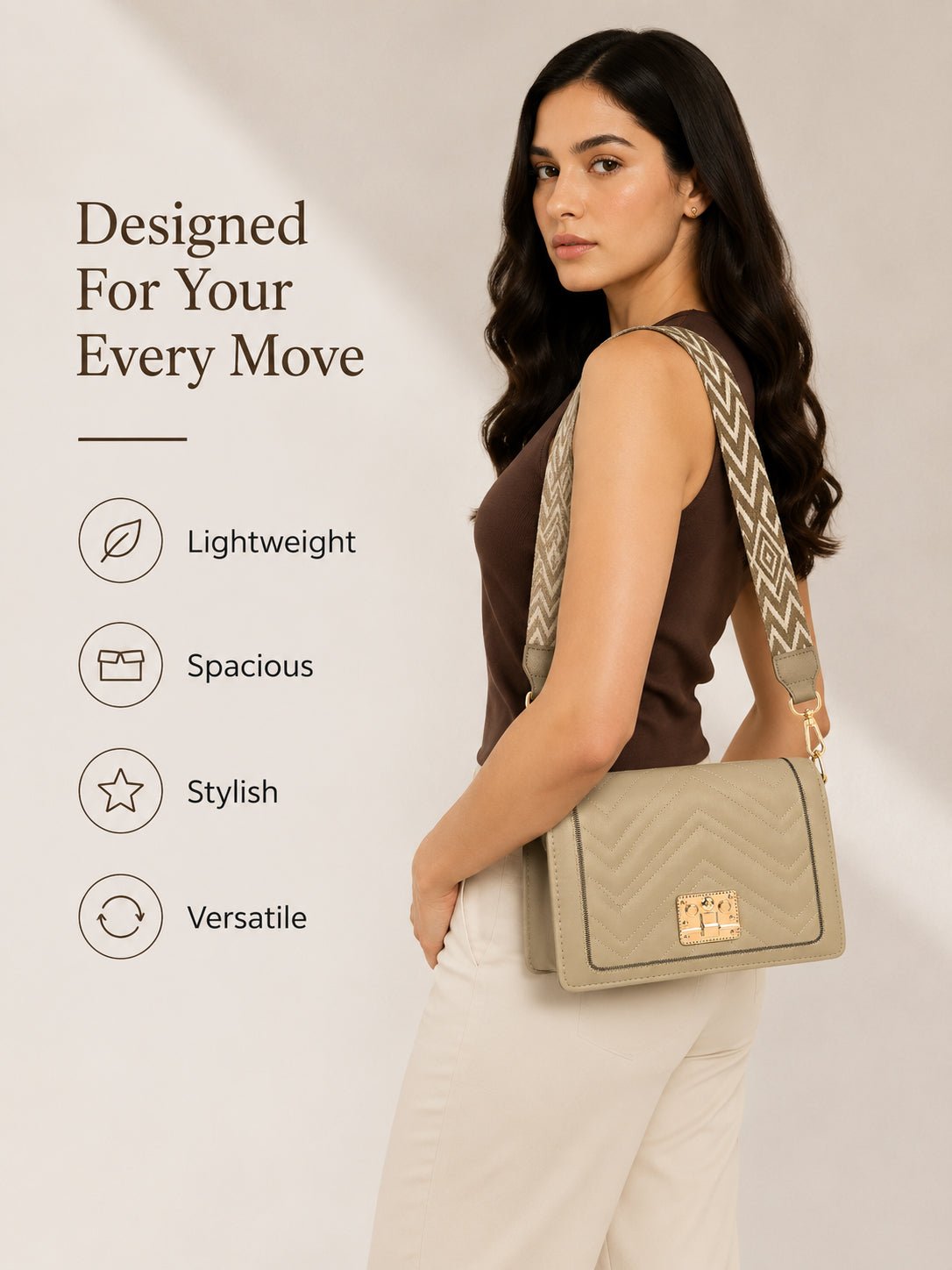 Ash Grey Chevron Crossbody - Image 6