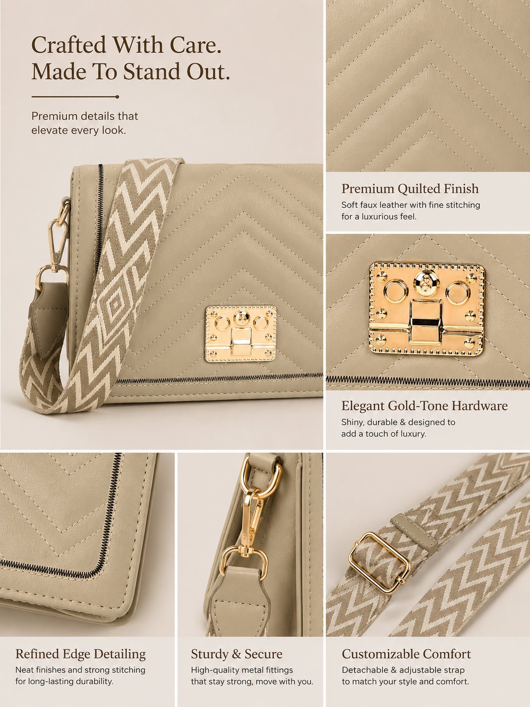 Ash Grey Chevron Crossbody - Image 2