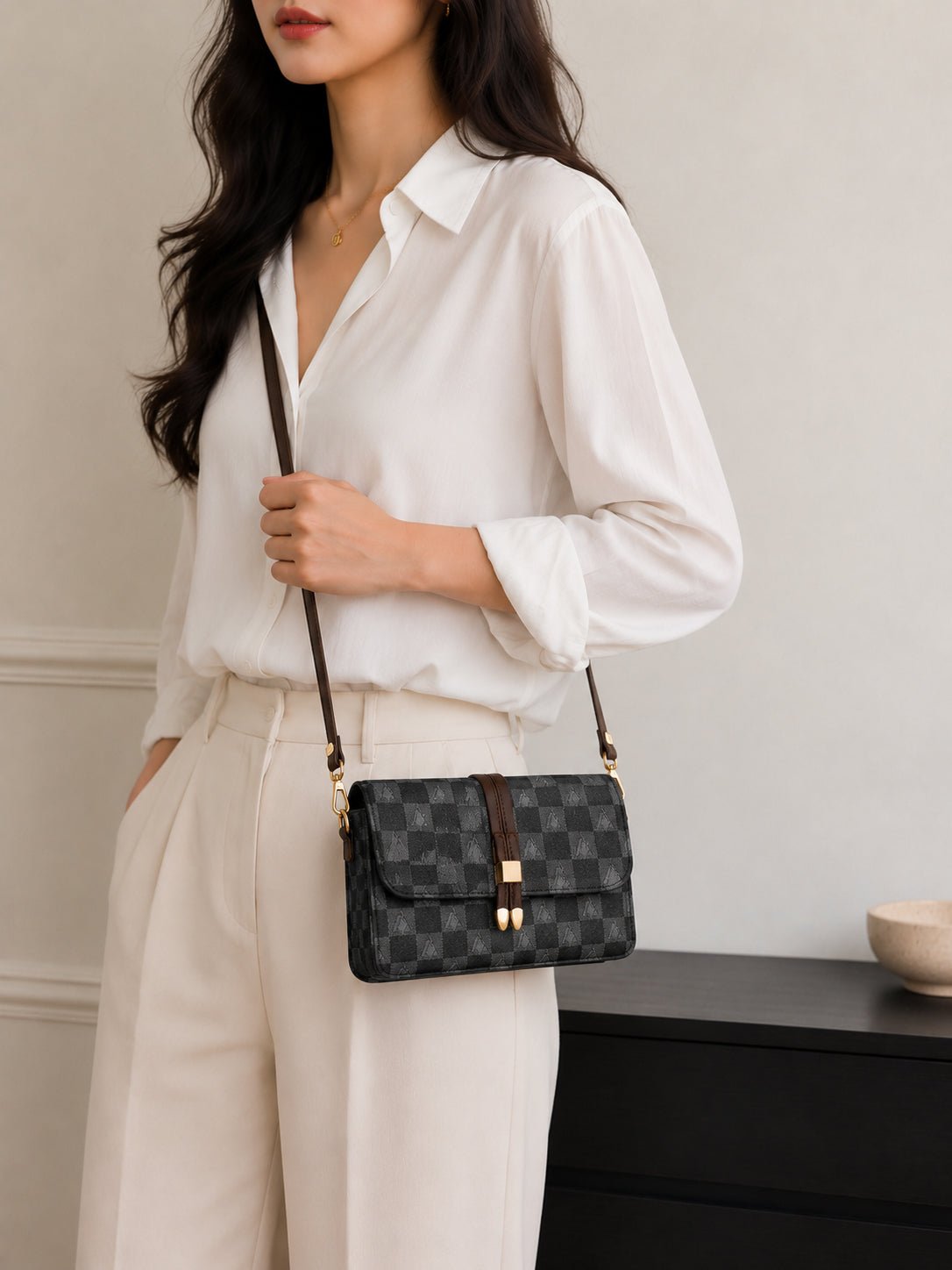Charcoal & Check crossbag - Image 6