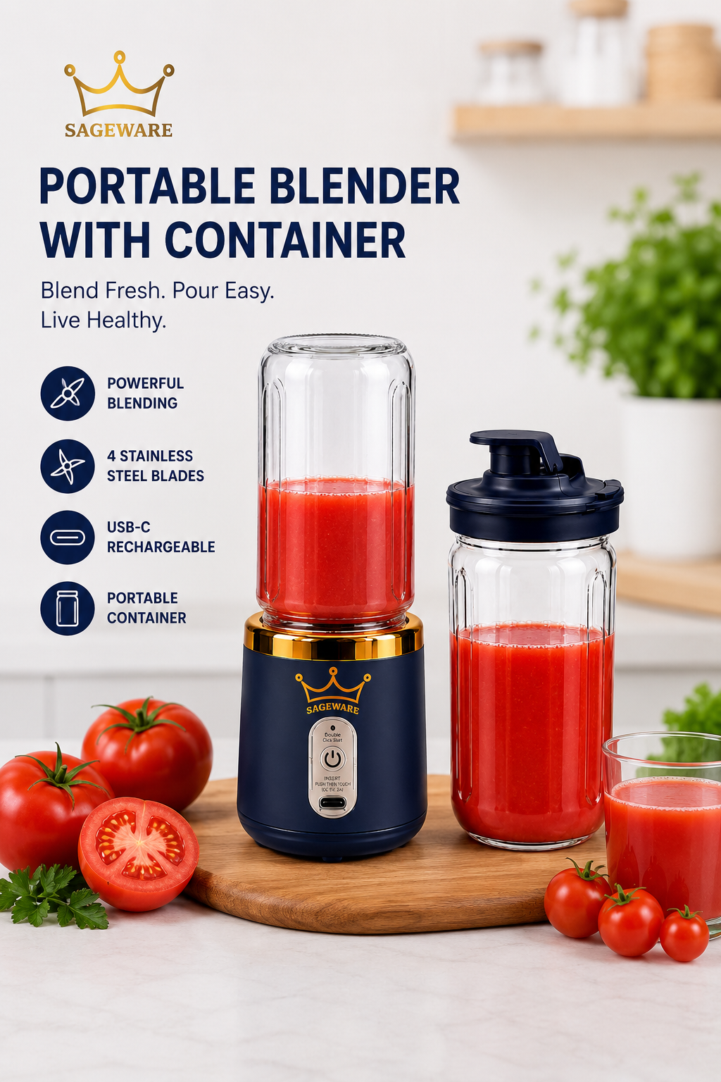 USB Rechargeable Personal Blender Bottle | Portable Mixer Grinder for Smoothies, Juices & Protein Shakes - Image 7
