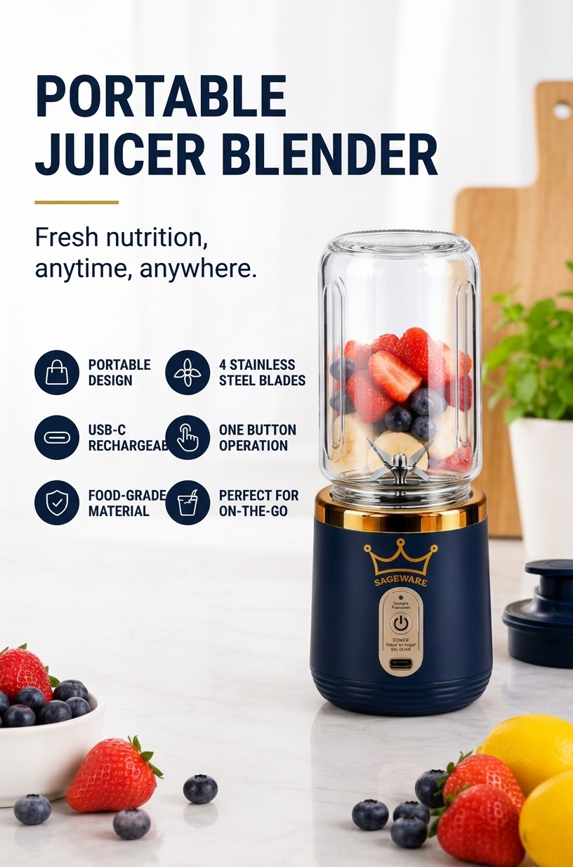 USB Rechargeable Personal Blender Bottle | Portable Mixer Grinder for Smoothies, Juices & Protein Shakes - Image 9
