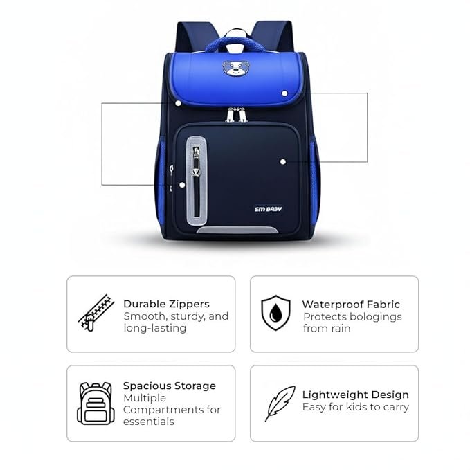 Junior School Backpack for Kids | Spacious Lightweight Bag with Adjustable Shoulder Straps - Image 2