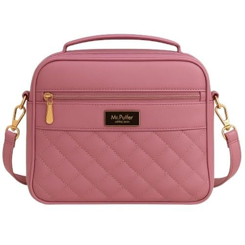 SAGEWARE Quilted Multi-Pocket Sling Bag for Women – Pink