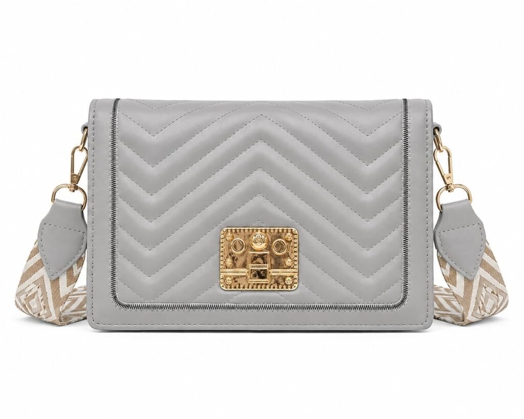 SAGEWARE Quilted Chain Sling Bag for Women – Grey