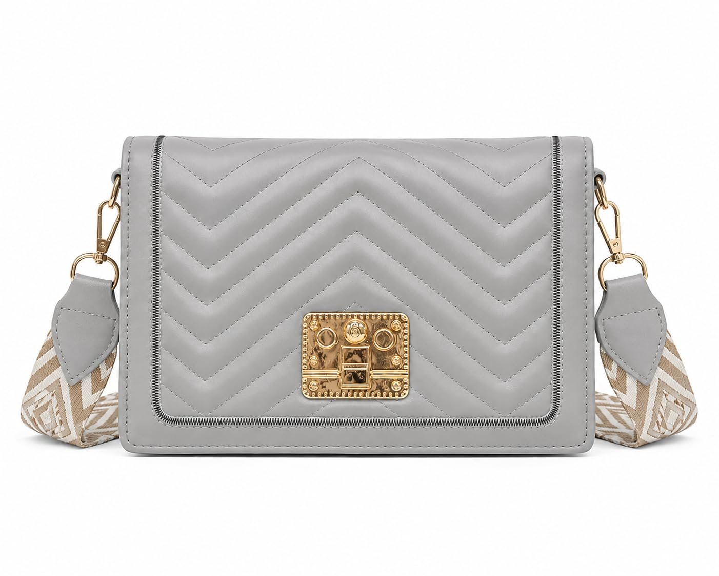 SAGEWARE Quilted Chain Sling Bag for Women – Grey