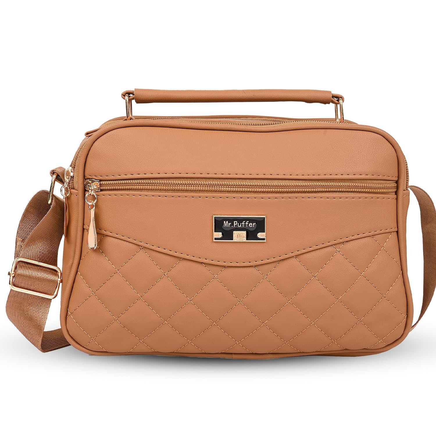 SAGEWARE Quilted Multi-Pocket Sling Bag for Women – Brown