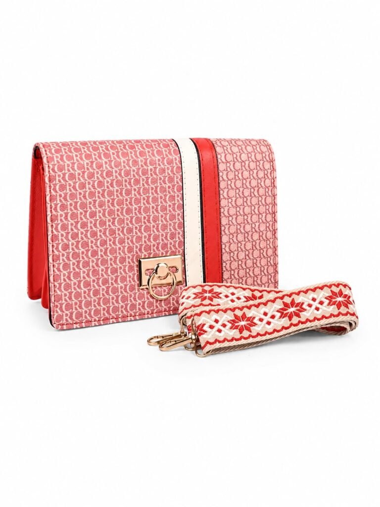 SAGEWARE Chevron Quilted Sling Bag for Women – Red