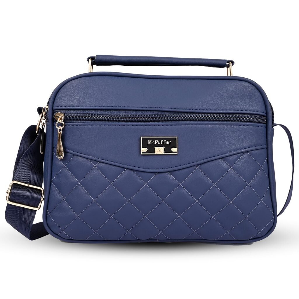 SAGEWARE Quilted Multi-Pocket Sling Bag for Women – Blue